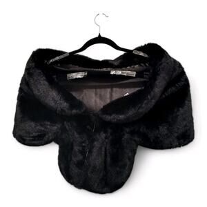 Vintage Woolworth's Stole Faux Mink Black Fancy Holiday Wedding One Size Vegan